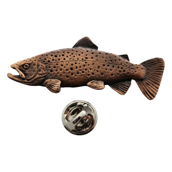 Brown Trout Pin ~ Antiqued Copper ~ Lapel Pin ~ Sarah's Treats & Treasures