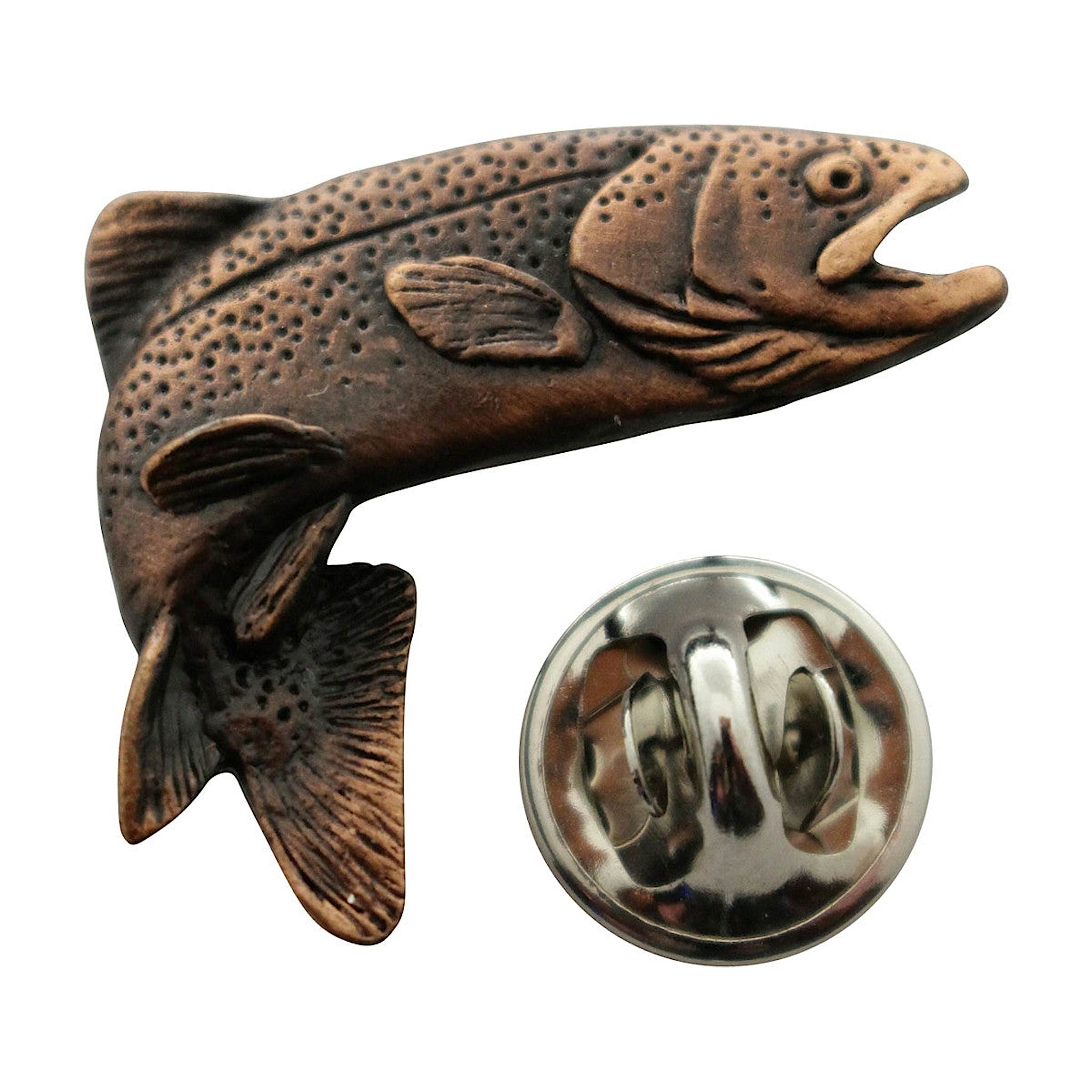 Jumping Brook Trout Pin ~ Antiqued Copper ~ Lapel Pin ~ Sarah's Treats & Treasures
