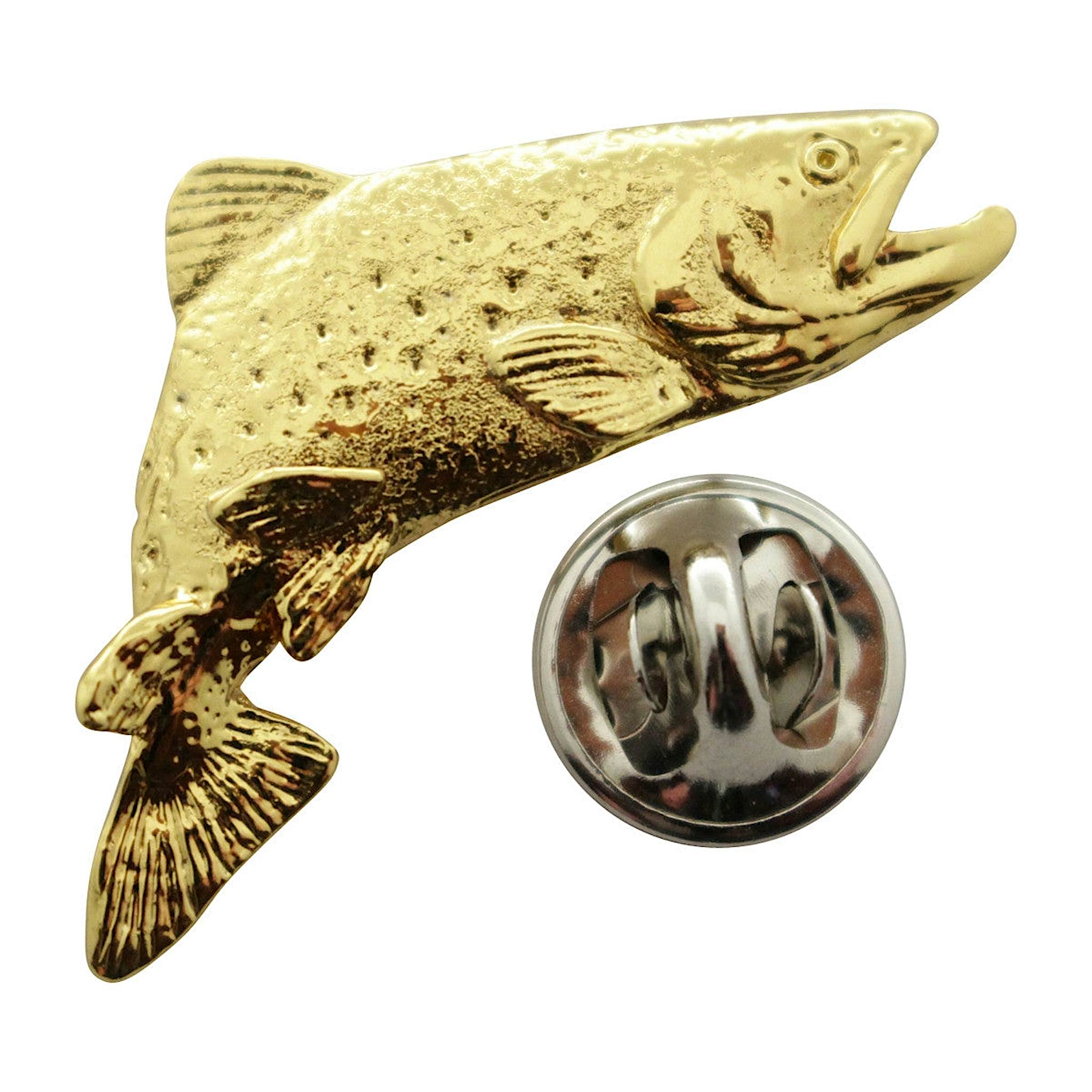 Jumping Brook Trout Pin ~ 24K Gold ~ Lapel Pin ~ 24K Gold Lapel Pin ~ Sarah's Treats & Treasures