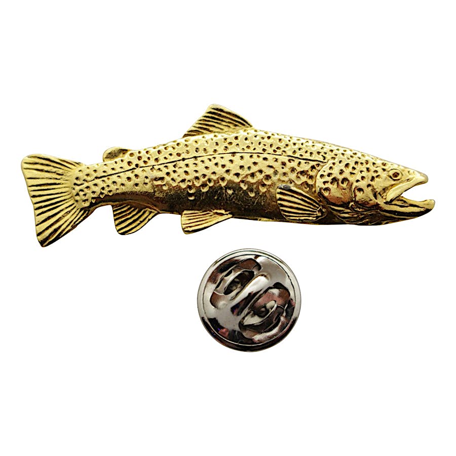 Brown Trout Pin ~ 24K Gold ~ Lapel Pin ~ Sarah's Treats & Treasures