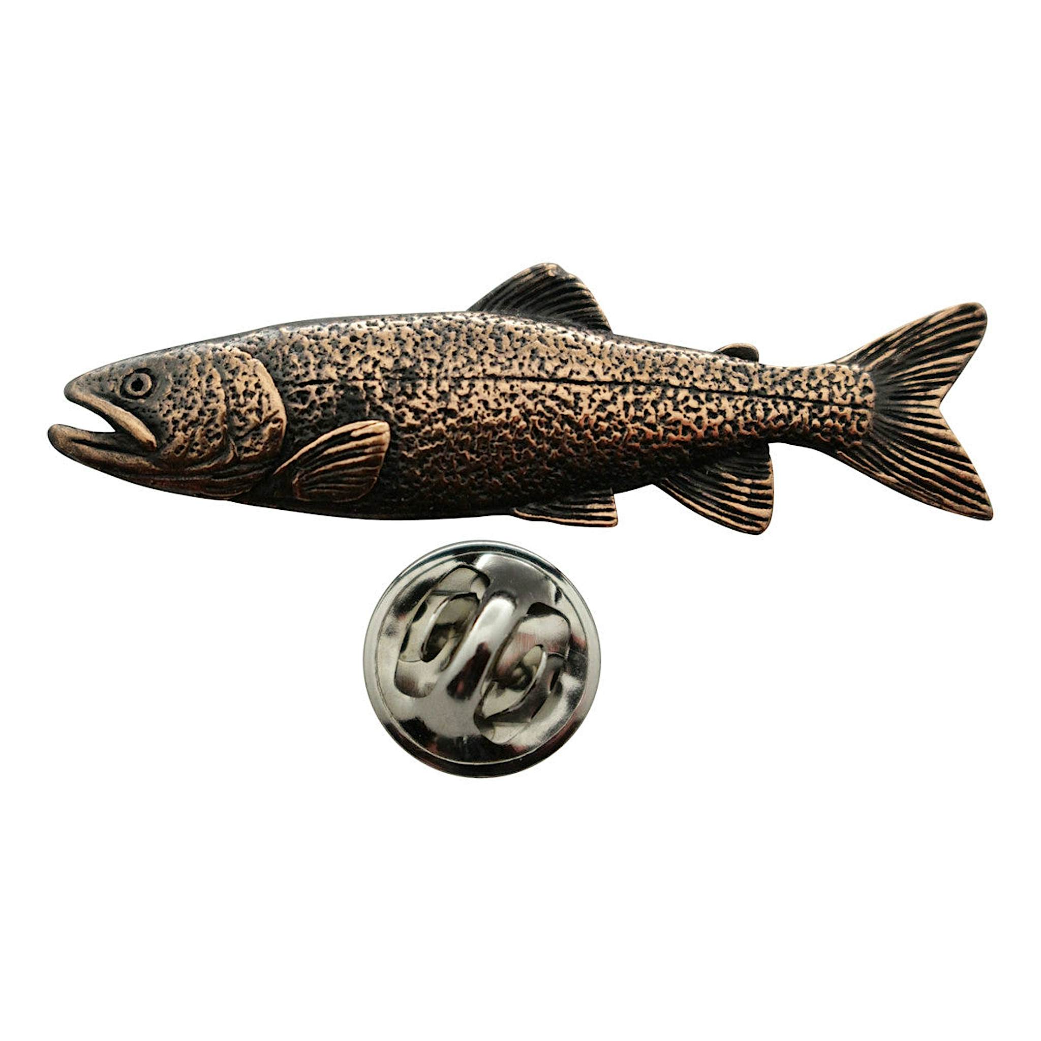 Lake Trout Pin ~ Antiqued Copper ~ Lapel Pin ~ Sarah's Treats & Treasures