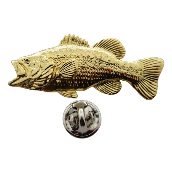 Largemouth Bass Pin ~ 24K Gold ~ Lapel Pin ~ 24K Gold Lapel Pin ~ Sarah's Treats & Treasures