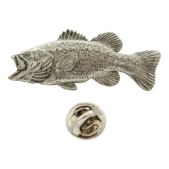 Largemouth Bass Pin ~ Antiqued Pewter ~ Lapel Pin ~ Sarah's Treats & Treasures