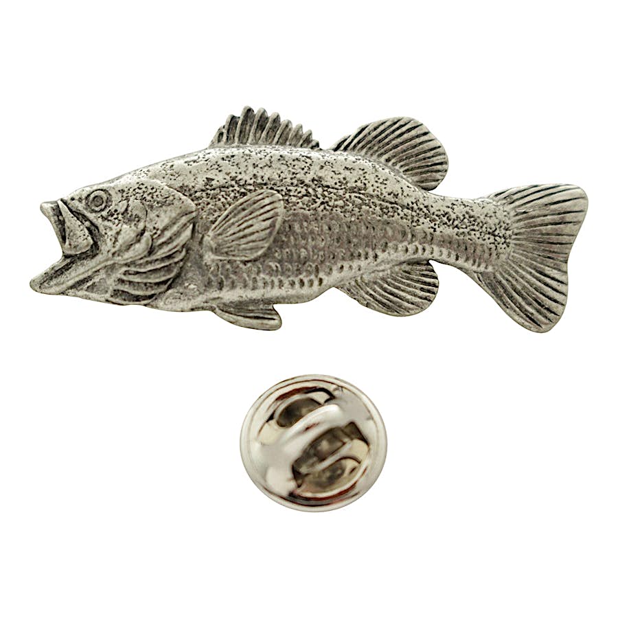 Largemouth Bass Pin ~ Antiqued Pewter ~ Lapel Pin ~ Sarah's Treats & Treasures