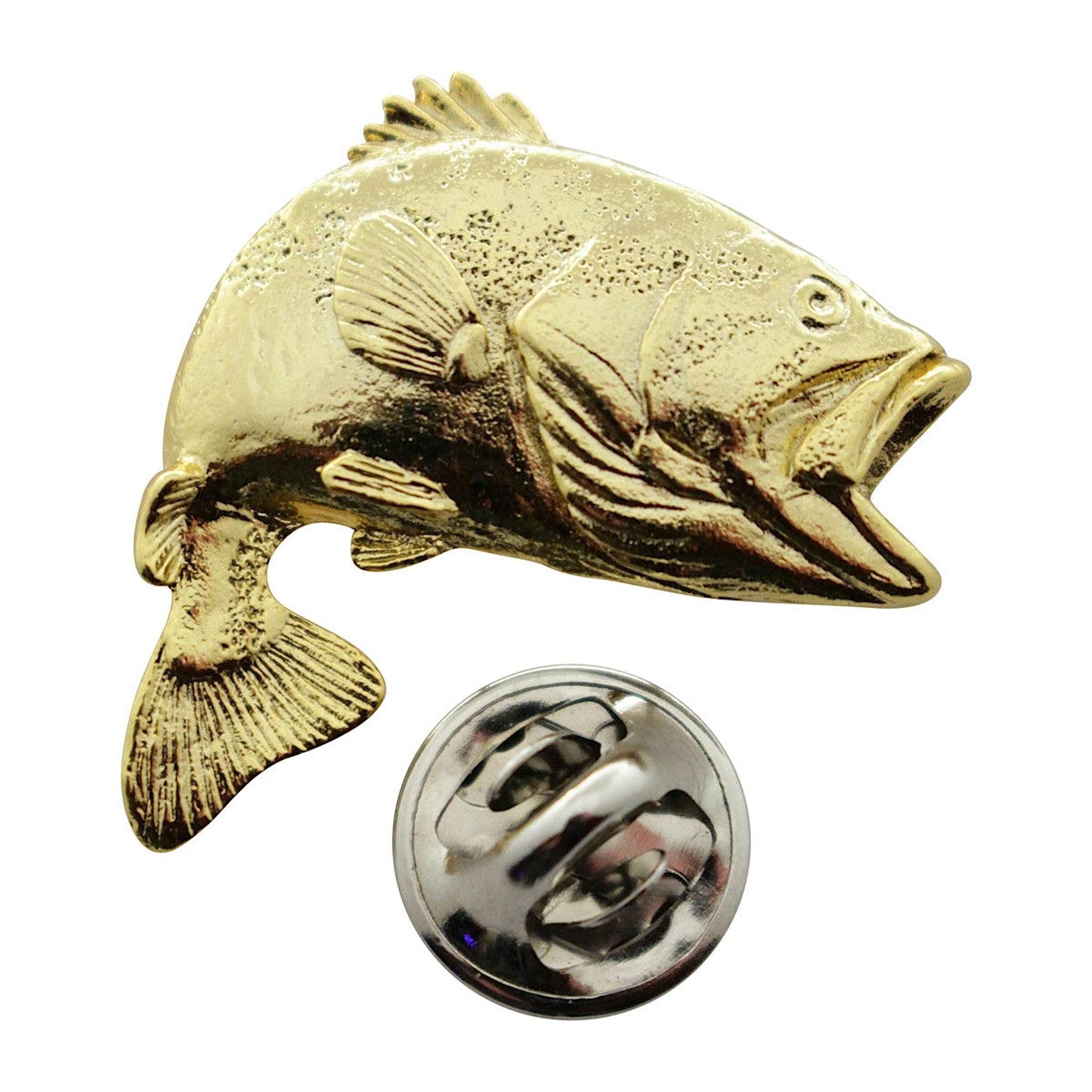 Jumping Largemouth Bass Pin ~ 24K Gold ~ Lapel Pin ~ 24K Gold Lapel Pin ~ Sarah's Treats & Treasures