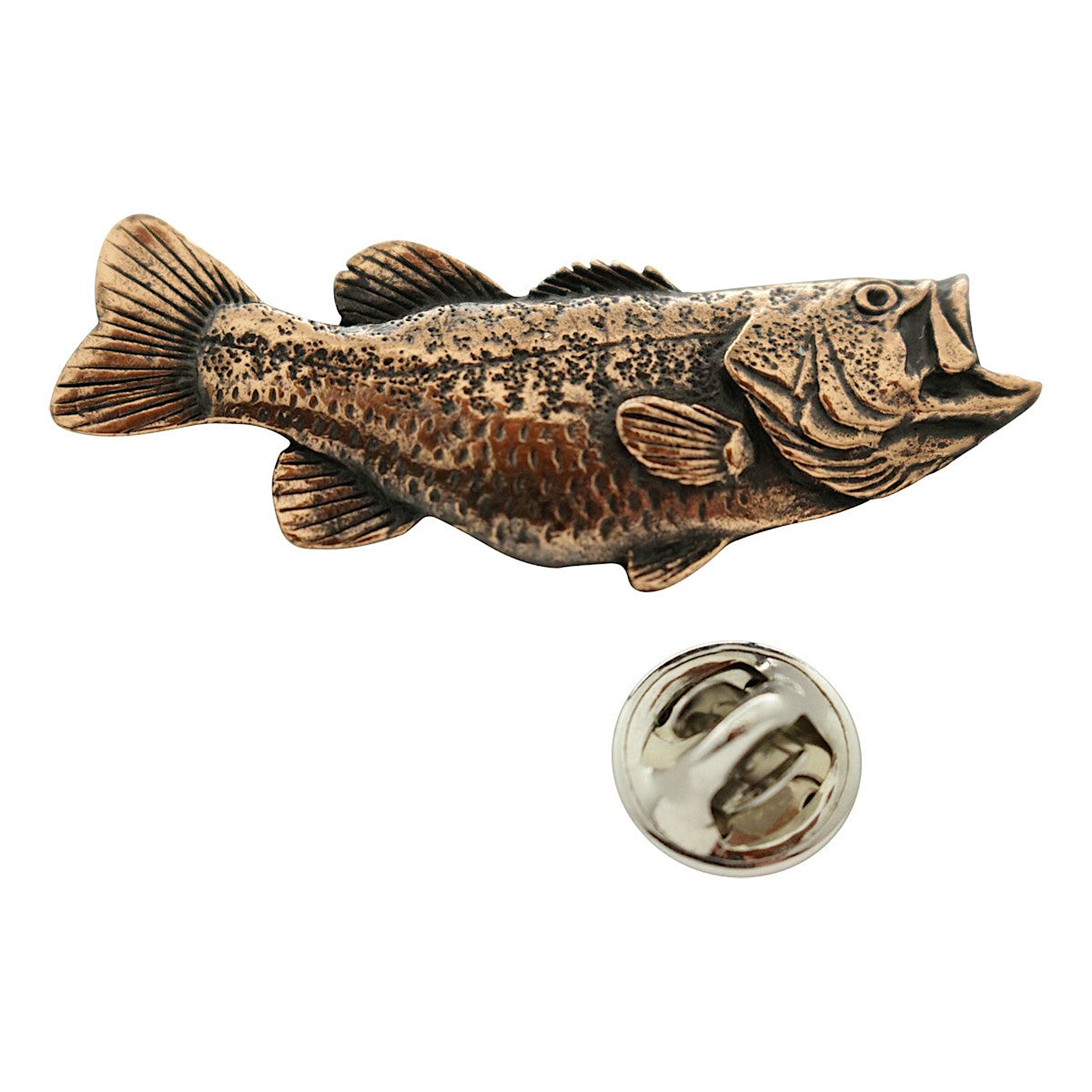 Largemouth Bass Pin ~ Antiqued Copper ~ Lapel Pin ~ Sarah's Treats & Treasures