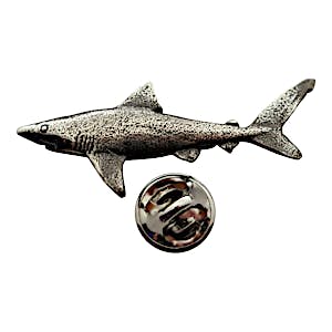 Dusky Shark Pin ~ Antiqued Pewter ~ Lapel Pin ~ Sarah's Treats & Treasures