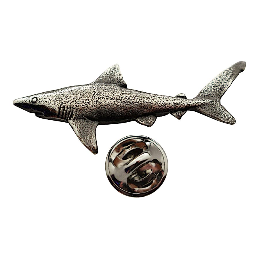 Dusky Shark Pin ~ Antiqued Pewter ~ Lapel Pin ~ Sarah's Treats & Treasures