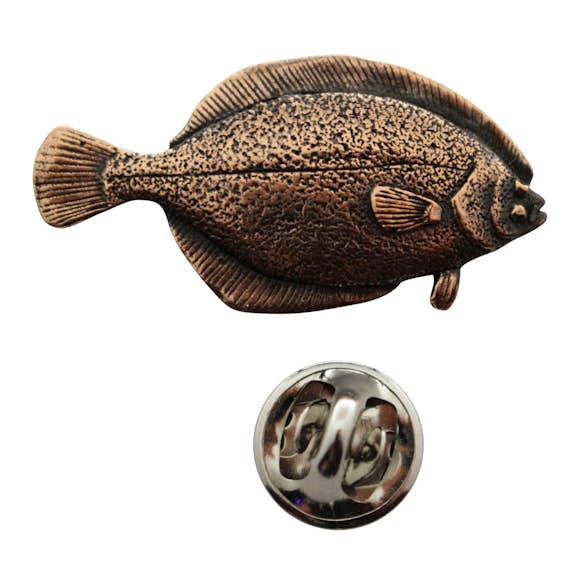 Flounder Pin ~ Antiqued Copper ~ Lapel Pin ~ Sarah's Treats & Treasures