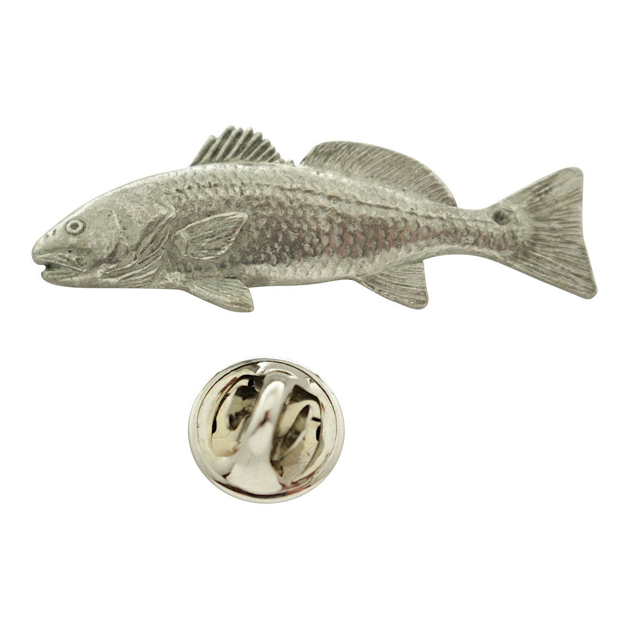 Red Fish Pin ~ Antiqued Pewter ~ Lapel Pin ~ Sarah's Treats & Treasures
