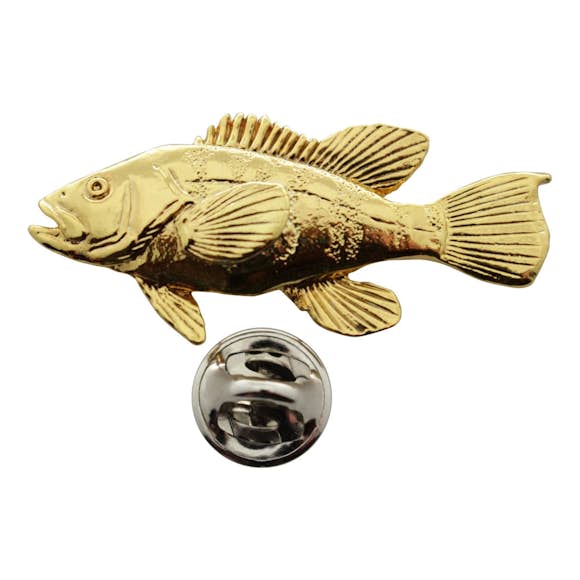 Sea Bass Pin ~ 24K Gold ~ Lapel Pin ~ 24K Gold Lapel Pin ~ Sarah's Treats & Treasures