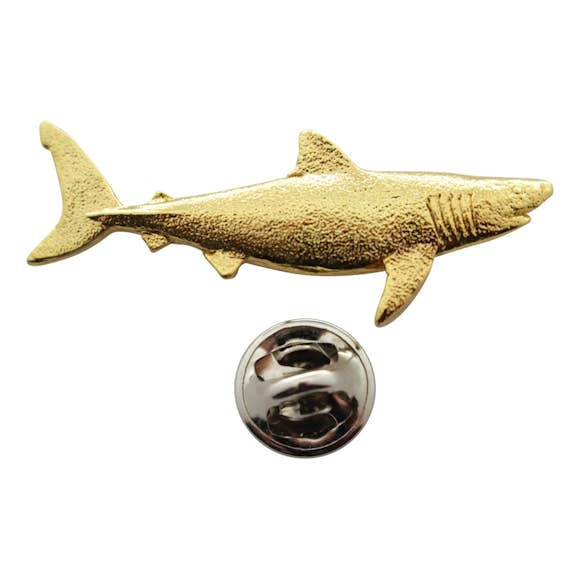 Great White Shark Pin ~ 24K Gold ~ Lapel Pin ~ 24K Gold Lapel Pin ~ Sarah's Treats & Treasures