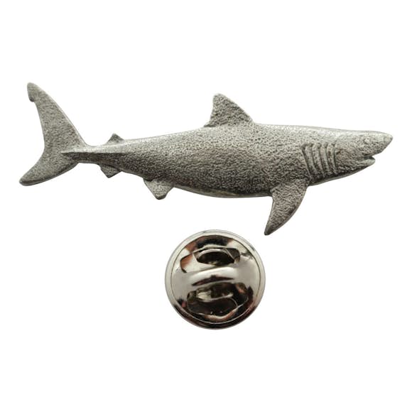 Great White Shark Pin ~ Antiqued Pewter ~ Lapel Pin ~ Sarah's Treats & Treasures