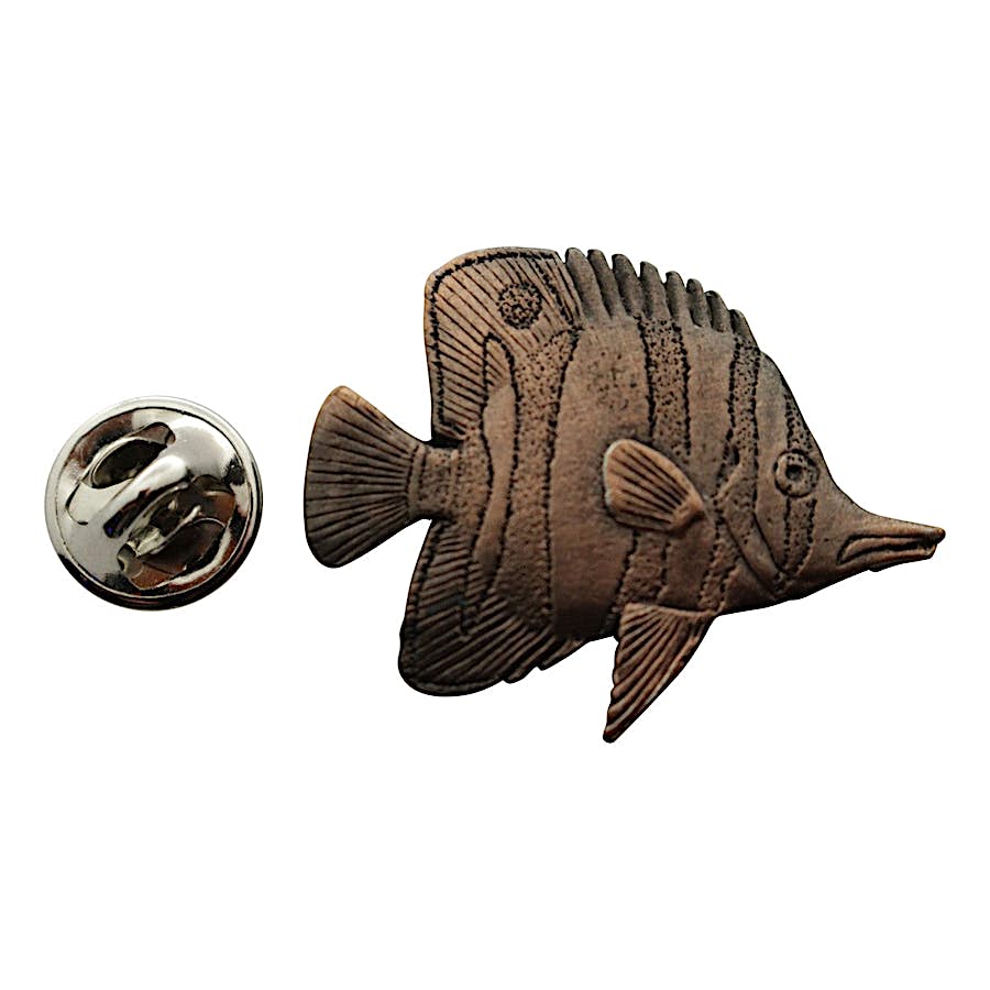Butterfly Fish Pin ~ Antiqued Copper ~ Lapel Pin ~ Sarah's Treats & Treasures