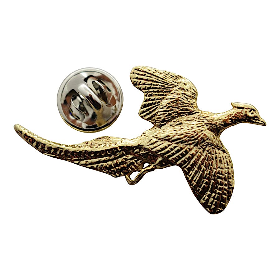 Pheasant Flying Pin ~ 24K Gold ~ Lapel Pin ~ 24K Gold Lapel Pin ~ Sarah's Treats & Treasures