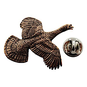 Flying Turkey Pin ~ Antiqued Copper ~ Lapel Pin ~ Sarah's Treats & Treasures