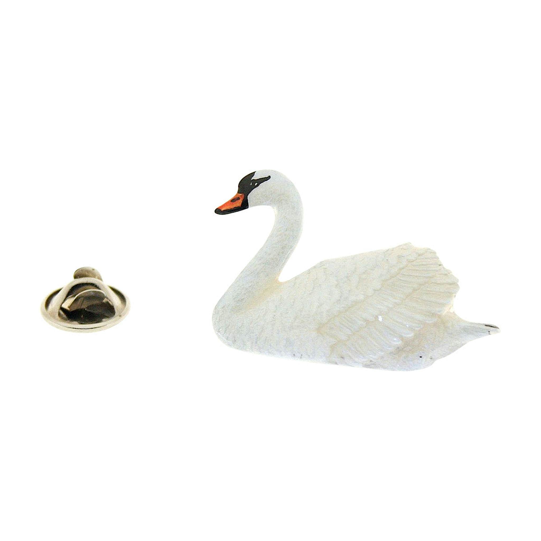 Swan White Pin ~ Hand Painted ~ Lapel Pin ~ Hand Painted Lapel Pin ~ Sarah's Treats & Treasures
