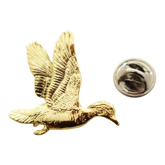 Wood Duck Flying Pin ~ 24K Gold ~ Lapel Pin ~ 24K Gold Lapel Pin ~ Sarah's Treats & Treasures