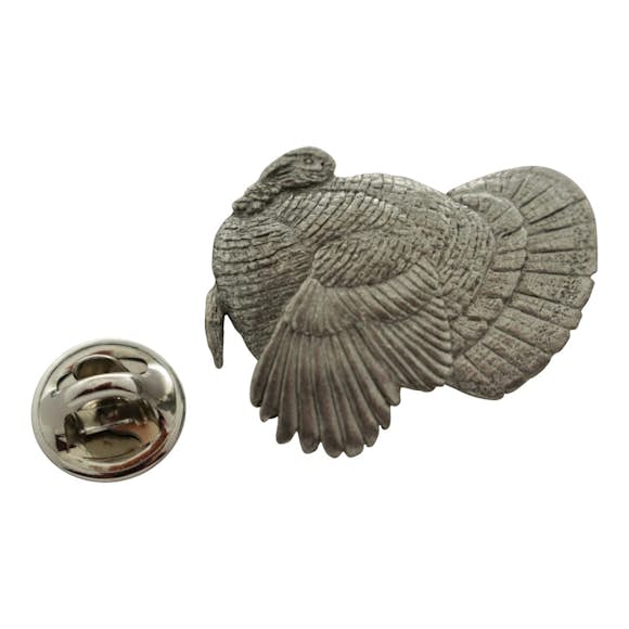 Turkey Pin ~ Antiqued Pewter ~ Lapel Pin ~ Sarah's Treats & Treasures