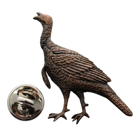 Alert Turkey Pin ~ Antiqued Copper ~ Lapel Pin ~ Sarah's Treats & Treasures
