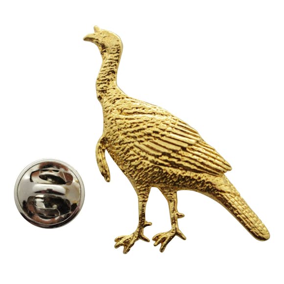 Alert Turkey Pin ~ 24K Gold ~ Lapel Pin ~ Sarah's Treats & Treasures