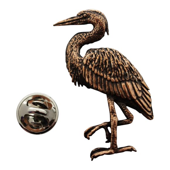 Blue Heron Pin ~ Antiqued Copper ~ Lapel Pin ~ Sarah's Treats & Treasures