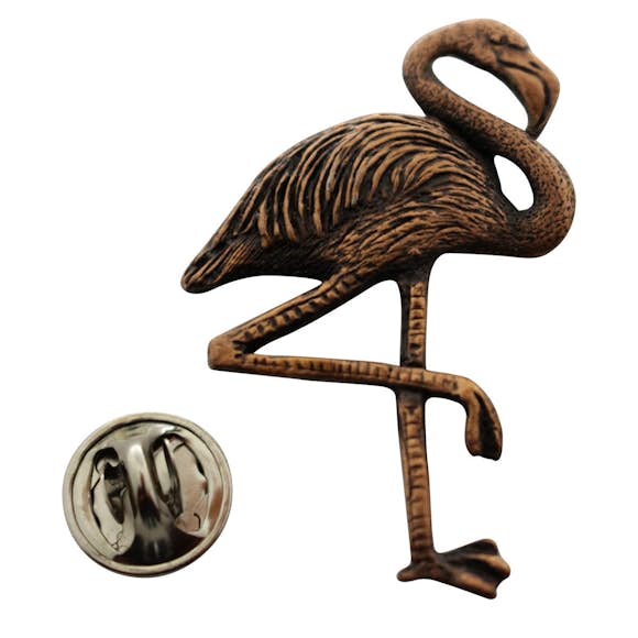 Flamingo Pin ~ Antiqued Copper ~ Lapel Pin ~ Sarah's Treats & Treasures