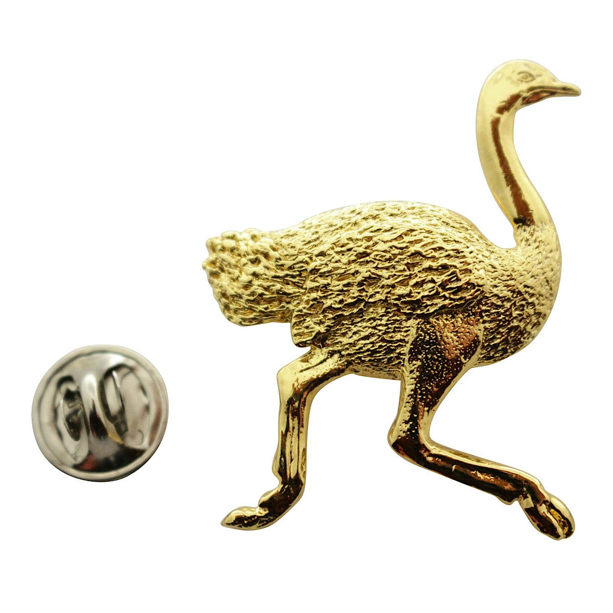 Ostrich Pin ~ 24K Gold ~ Lapel Pin ~ 24K Gold Lapel Pin ~ Sarah's Treats & Treasures
