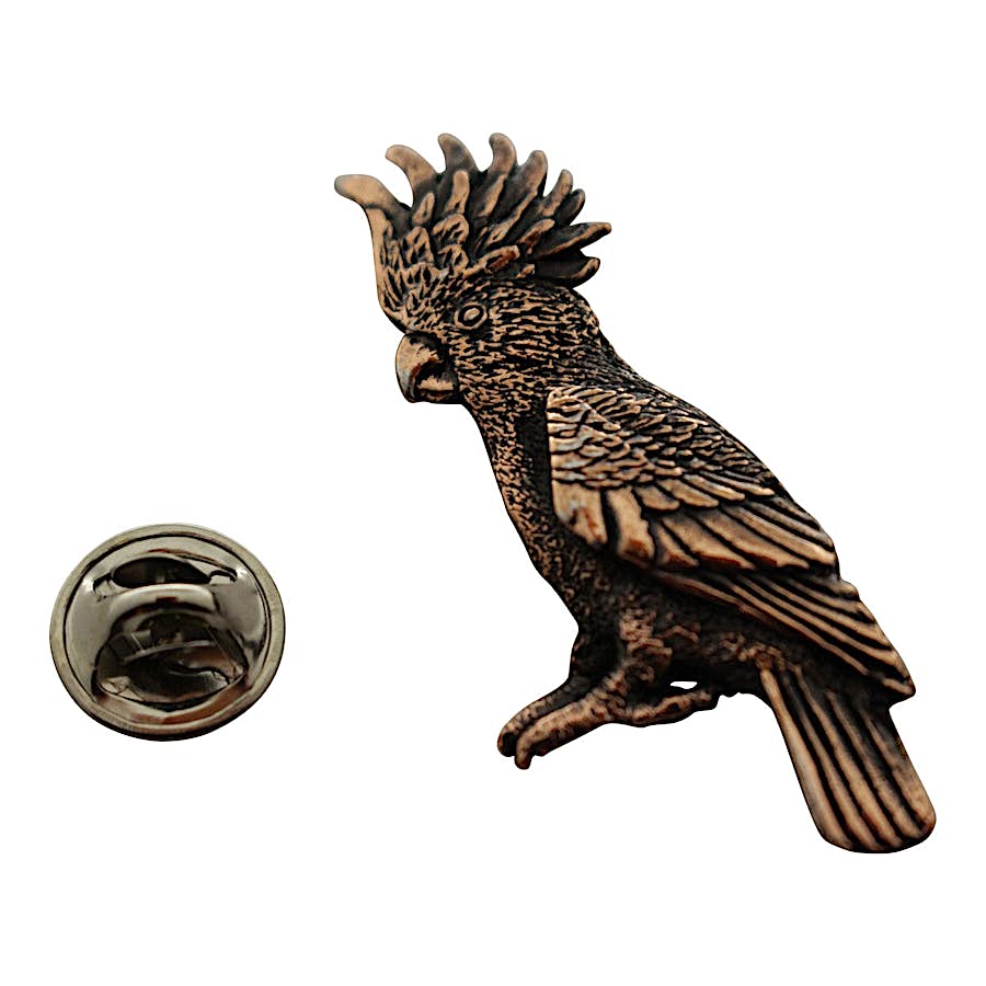 Cockatoo Pin ~ Antiqued Copper ~ Lapel Pin ~ Sarah's Treats & Treasures