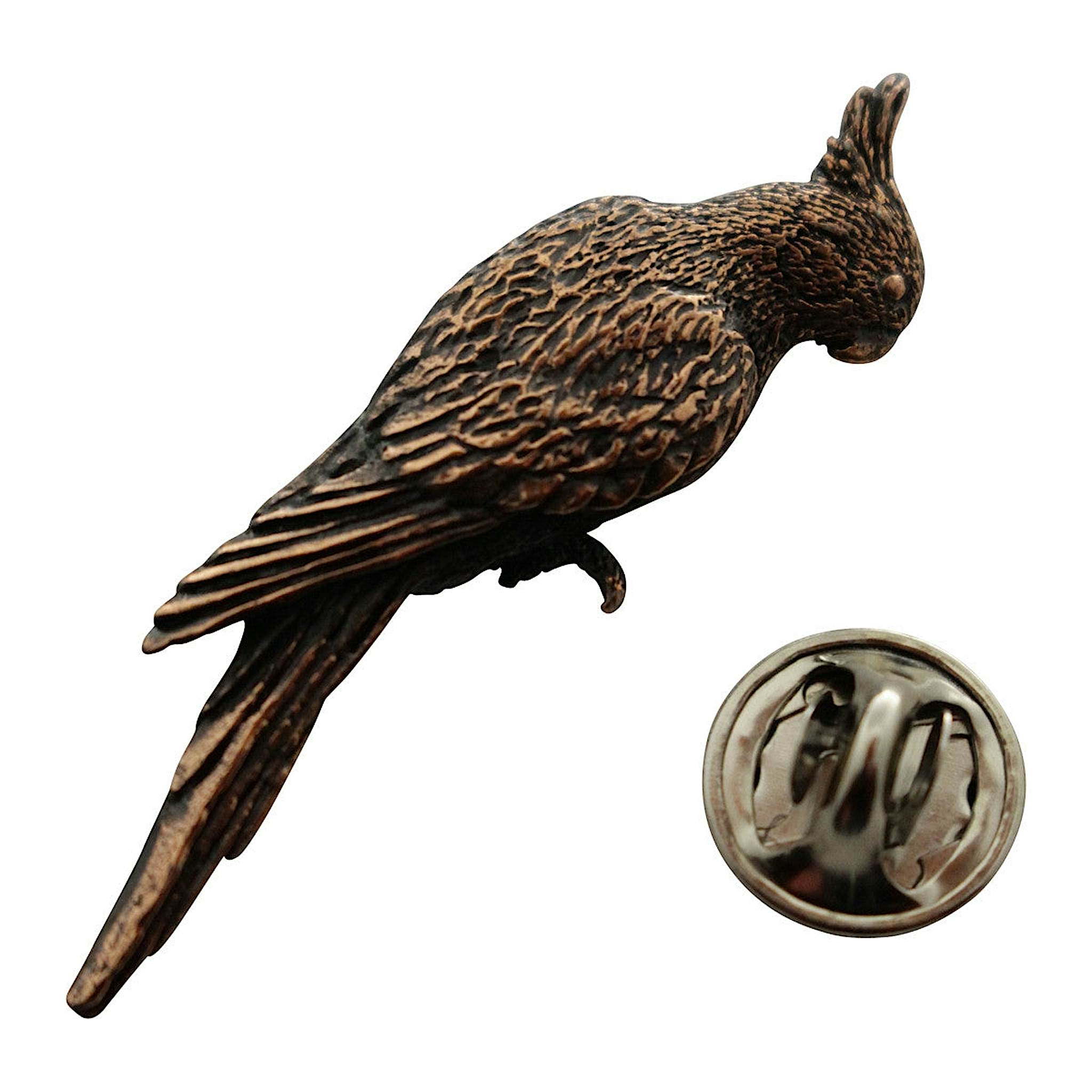 Cockatiel Pin ~ Antiqued Copper ~ Lapel Pin ~ Sarah's Treats & Treasures