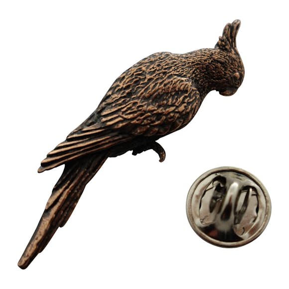 Cockatiel Pin ~ Antiqued Copper ~ Lapel Pin ~ Sarah's Treats & Treasures