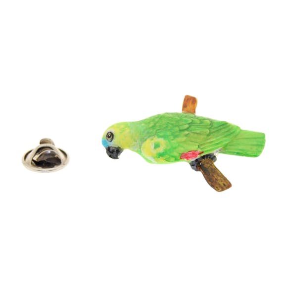 Amazon Green Parrot Pin ~ Hand Painted ~ Lapel Pin ~ Sarah's Treats & Treasures