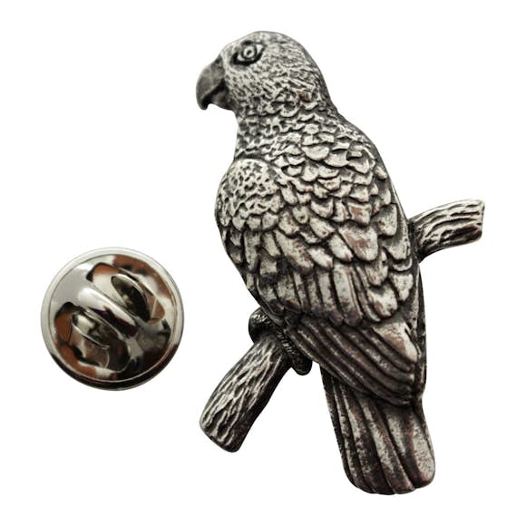 Parrot Pin ~ Antiqued Pewter ~ Lapel Pin ~ Sarah's Treats & Treasures