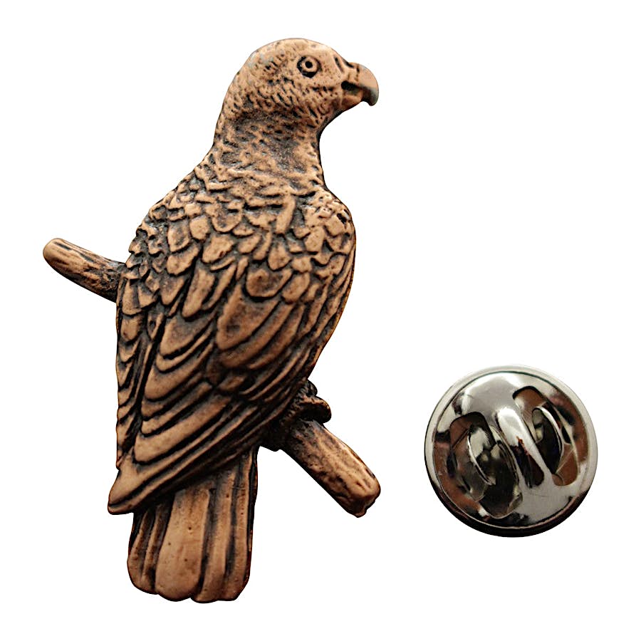 African Grey Parrot Pin ~ Antiqued Copper ~ Lapel Pin ~ Sarah's Treats & Treasures