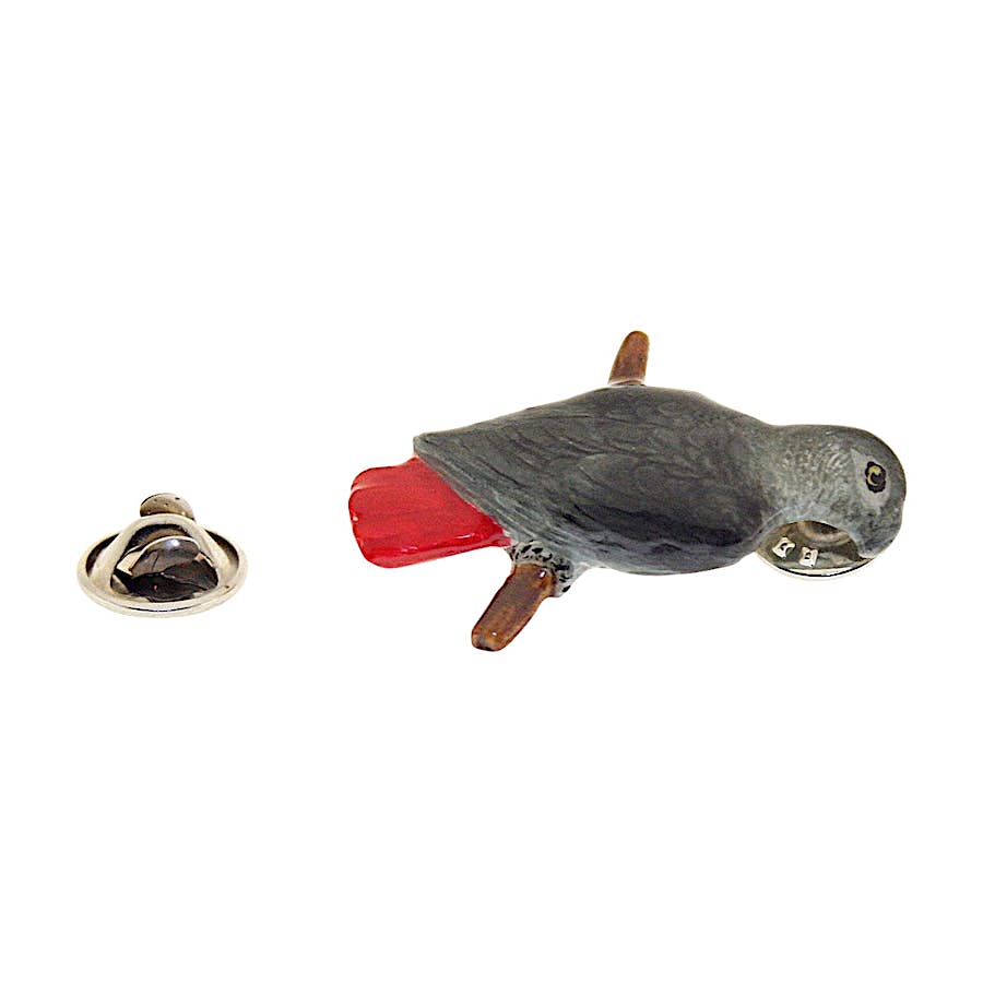 African Grey Parrot Pin ~ Hand Painted ~ Lapel Pin ~ Sarah's Treats & Treasures