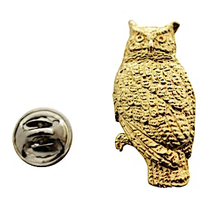 Great Horned Owl Pin ~ 24K Gold ~ Lapel Pin ~ 24K Gold Lapel Pin ~ Sarah's Treats & Treasures