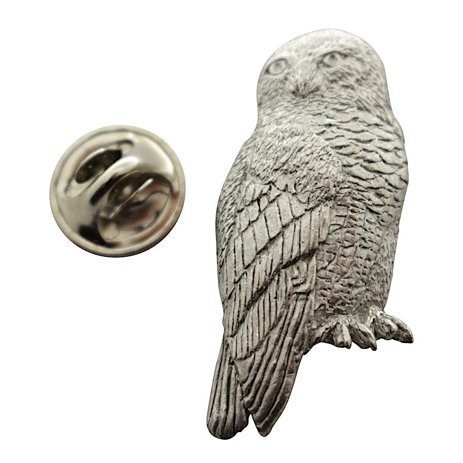 Snowy Owl Pin ~ Antiqued Pewter ~ Lapel Pin ~ Sarah's Treats & Treasures