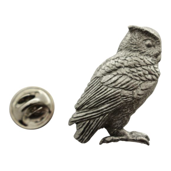 Screech Owl Pin ~ Antiqued Pewter ~ Lapel Pin ~ Sarah's Treats & Treasures