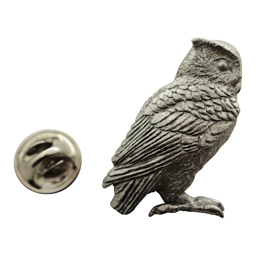 Screech Owl Pin ~ Antiqued Pewter ~ Lapel Pin ~ Sarah's Treats & Treasures