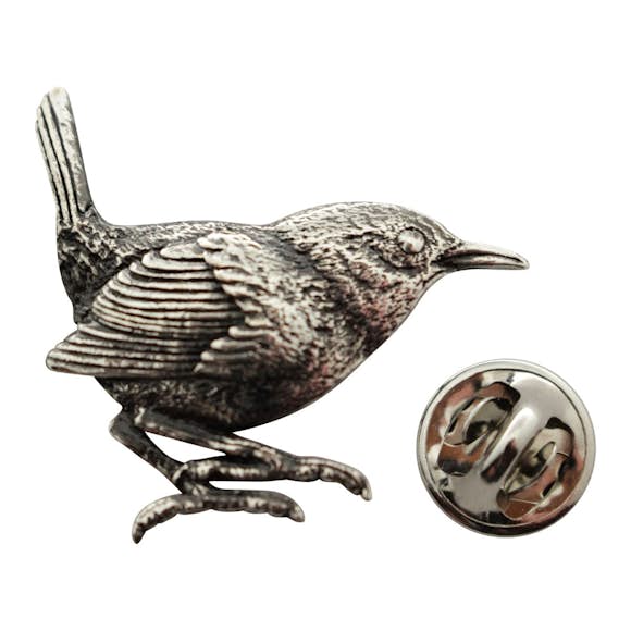 Wren Pin ~ Antiqued Pewter ~ Lapel Pin ~ Sarah's Treats & Treasures