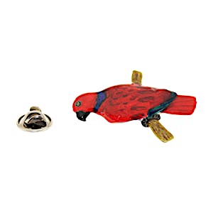 Amazon Red Parrot Pin ~ Hand Painted ~ Lapel Pin ~ Sarah's Treats & Treasures