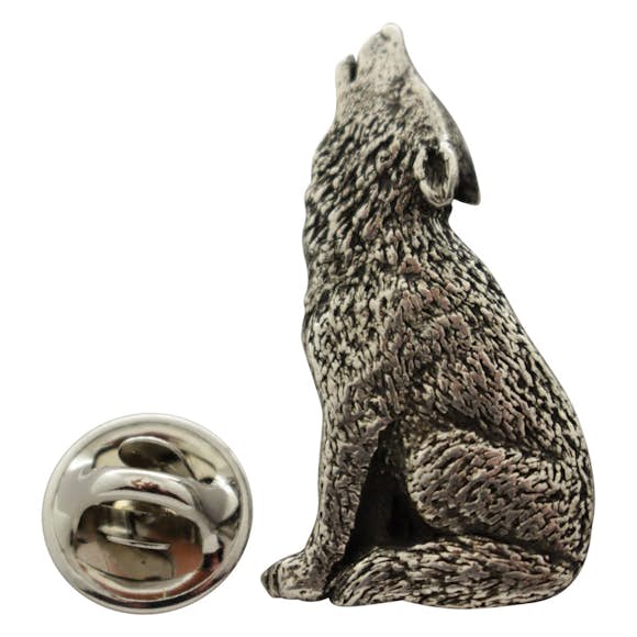 Howling Wolf Pin ~ Antiqued Pewter ~ Lapel Pin ~ Sarah's Treats & Treasures