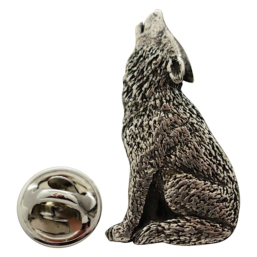 Howling Wolf Pin ~ Antiqued Pewter ~ Lapel Pin ~ Sarah's Treats & Treasures