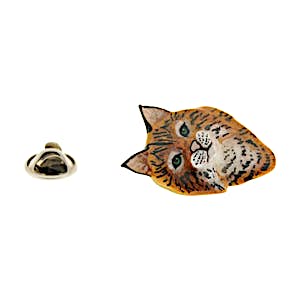 Bobcat Head Pin ~ Hand Painted ~ Lapel Pin ~ Sarah's Treats & Treasures
