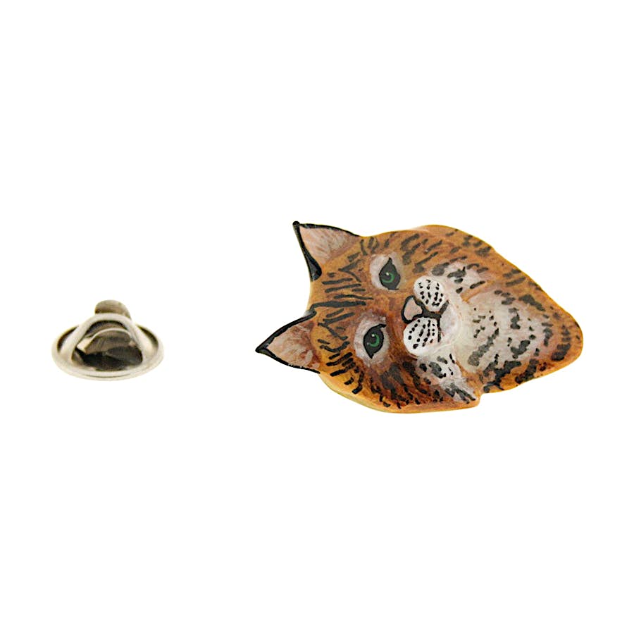 Bobcat Head Pin ~ Hand Painted ~ Lapel Pin ~ Sarah's Treats & Treasures