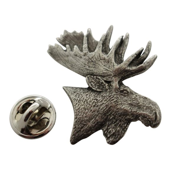 Moose Head Pin ~ Antiqued Pewter ~ Lapel Pin ~ Sarah's Treats & Treasures