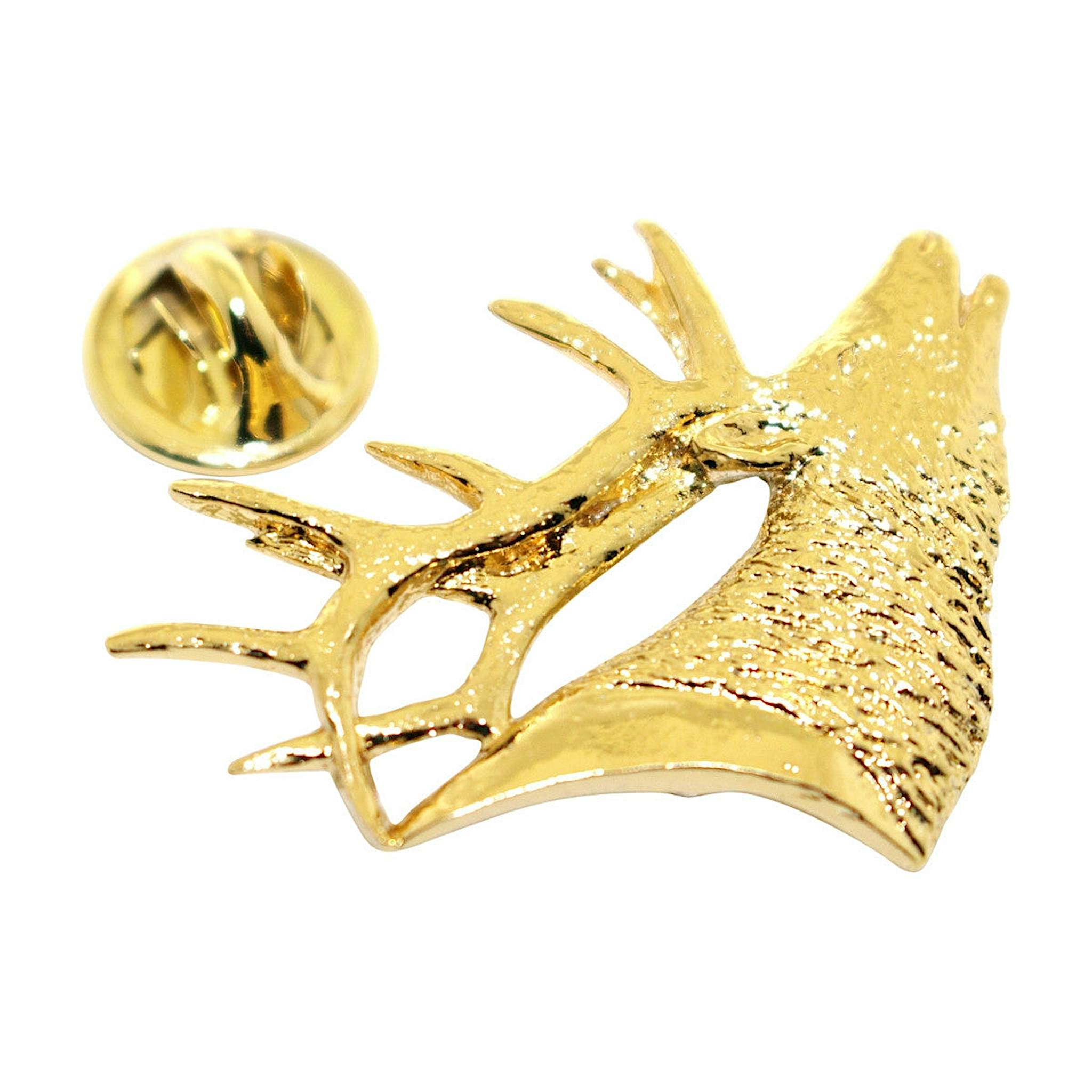 Elk Head Pin ~ 24K Gold ~ Lapel Pin ~ 24K Gold Lapel Pin ~ Sarah's Treats & Treasures