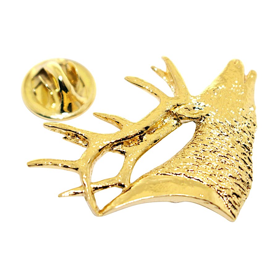 Elk Head Pin ~ 24K Gold ~ Lapel Pin ~ 24K Gold Lapel Pin ~ Sarah's Treats & Treasures