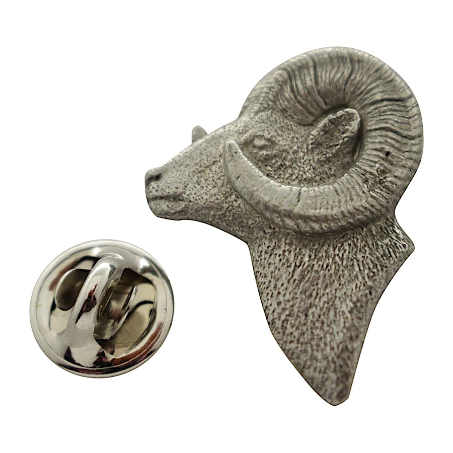Ram Head Pin ~ Antiqued Pewter ~ Lapel Pin ~ Sarah's Treats & Treasures