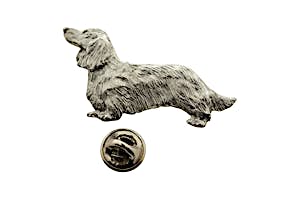 Long Haired Dachshund Pin ~ Antiqued Pewter ~ Lapel Pin ~ Sarah's Treats & Treasures